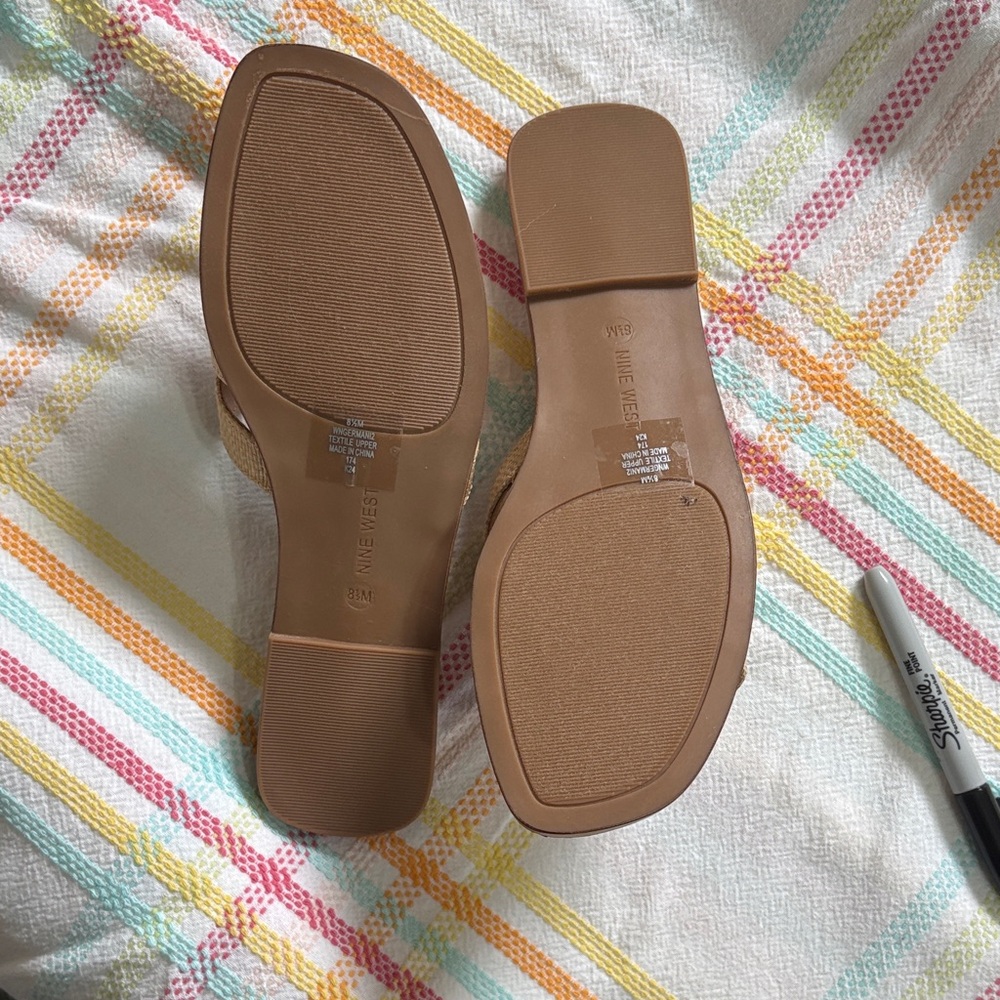 Nine West Tan Woven Slide Mules - Picture 3 of 4